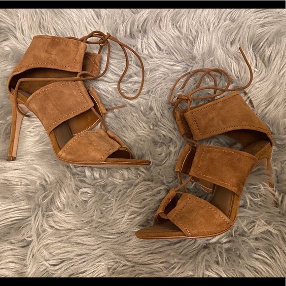 Zara Shoes - Zara Basic Collection Faux Suede Lace Up Heels